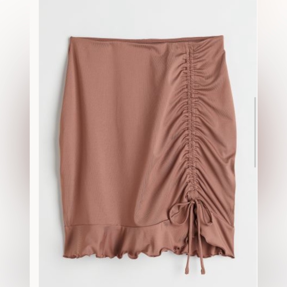 Brown Scrunched Mini Skirt